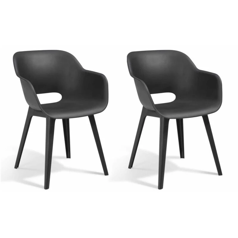 Image of Keter 2x Outdoor Chairs Akola Graphite Garden Dining Chair Armchair Patio