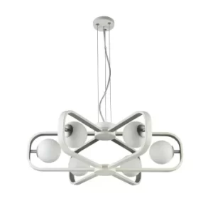Image of Avola Globe Ceiling Pendant Lamp White with Silver, 6 Light, G9