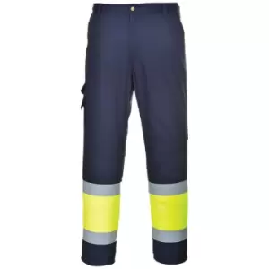 Image of Portwest E049YNRXXL - sz 2XL Hi-Vis Two Tone Combat Trousers - Yellow/Navy