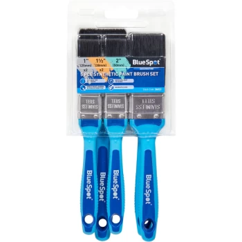 Image of 36013 5 Piece Synthetic Paint Brush Set with Soft Grip Handle (2 x 1, 2 x 1.1/2', 1 x 2') - Bluespot