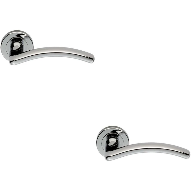 Image of Loops 2x PAIR Oval Shape Arched Bar Lever on Round Rose Concealed Fix Polished Chrome Multi