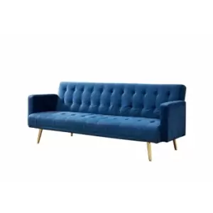 image of Windsor Blue Velvet Sofa bed /Golden legs