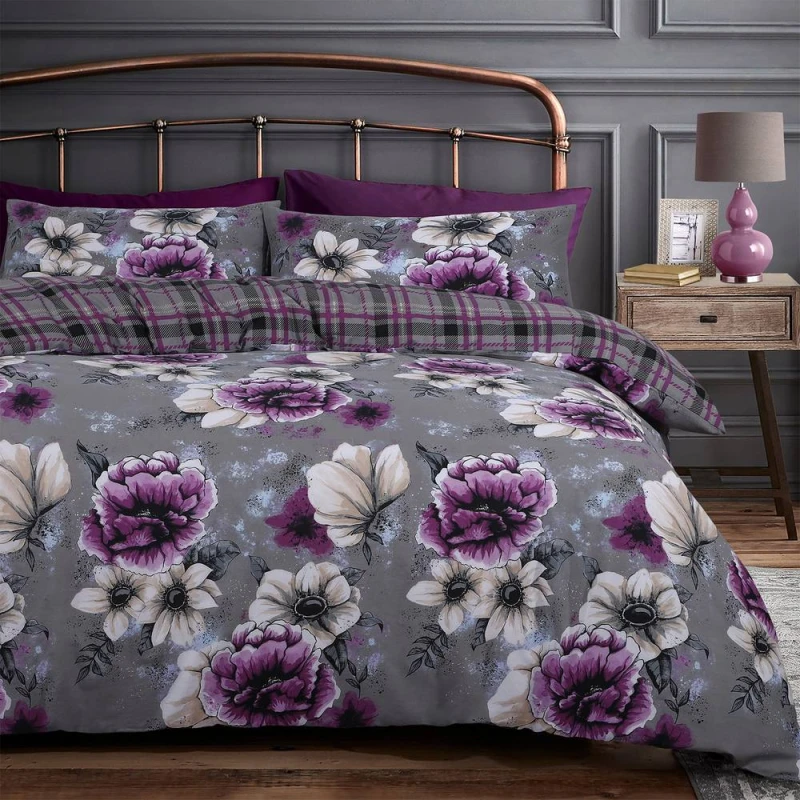 Image of Velosso Cassia Floral Duvet Cover Set in Purple Size: King Purple Unisex King