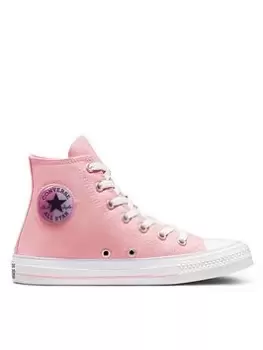 Image of Converse Chuck Taylor All Star Gel Patch Junior Hi Top Trainers, Coral, Size 4