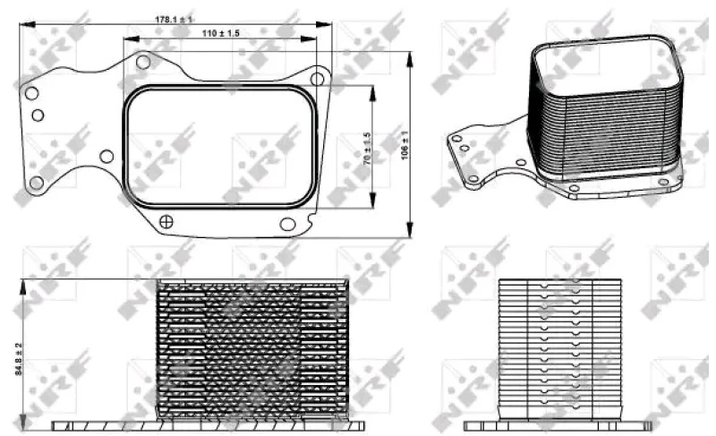 Image of NRF 31284 Oil Cooler EASY FIT with gaskets/seals Aluminium Oil Cooler,engine oil (469)