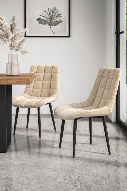 Image of More4Homes Set of 8 Nova Modern Velvet Dining Chair Padded Seat Metal Legs Beige
