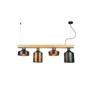 Image of Kokkina Line Bar Light 4 Light Metal Wood Copper Rusty -Old Steel