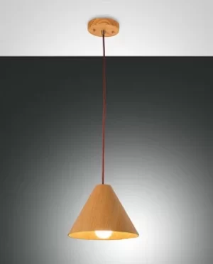 image of Esino Dome Pendant Ceiling Lights Oak Glass, E27