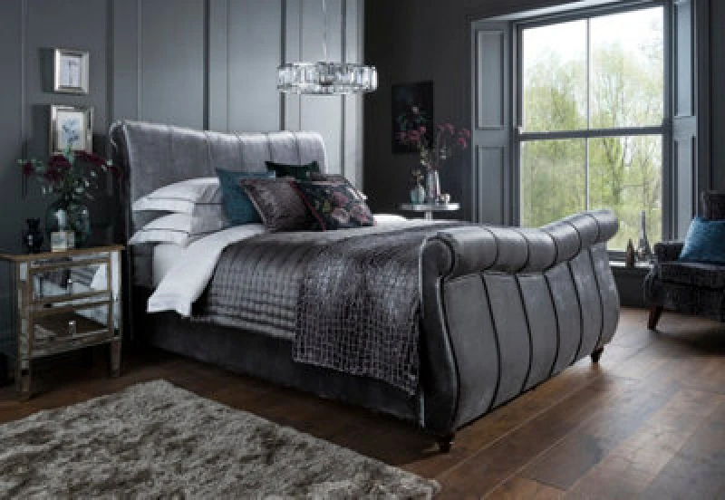 Image of Flintshire Leona Black Fabric Bed Frame - 4ft6 Double