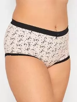 Image of Yours 5 Pack Ditsy Floral Full Briefs, Black, Size 14-16, Women