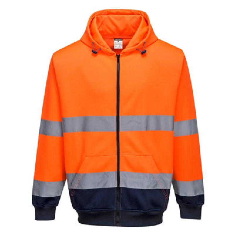 Image of Portwest Hi Vis Contrast Zipped Hoodie B317ONRL Colour: Orange / Navy