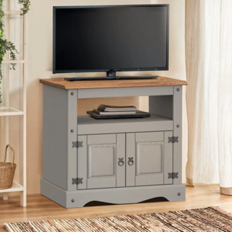 Image of MERCERS FURNITURE Corona Grey Wax Straight tv Unit 5060765290301