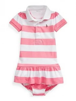 Image of Ralph Lauren Baby Girls Stripe Polo Dress - Bright Pink, Bright Pink, Size 9 Months