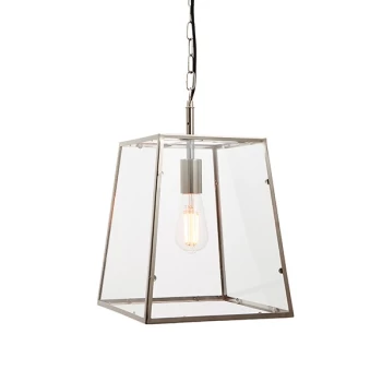 image of Hurst Pendant Bright Nickel Plate & Clear Glass 1 Light Dimmable IP20 - E27