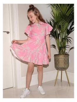 Image of Chi Chi London Girls Kaitlin Angel Sleeve Dress - Pink, Size 9-10 Years, Women