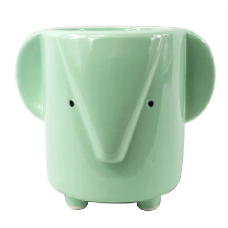 Image of Leaf 13cm Ceramic Blue Elephant Planter Blue unisex