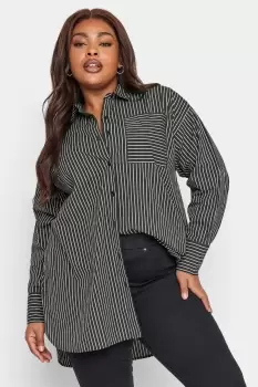 image of Womens Plus Size Black & Grey Striped Shirt