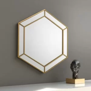 Image of Zella Hexagonal Honeycomb Effect Gold Wall Mirror