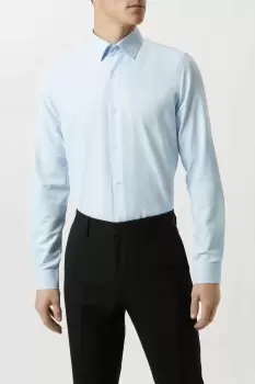 Image of Mens Slim Fit Blue Herringbone Texture Smart Shirt
