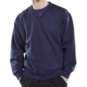 Image of Click Workwear Sweatshirt V Neck Polycotton 300gsm XL Navy Blue Ref