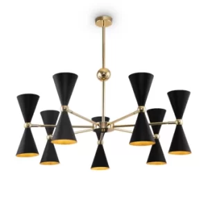 Image of Modern Vesper 14 Light Black with Gold Pendant Ceiling Light