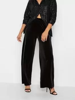 Image of PixieGirl Petite Velvet Wide Leg Trouser, Black, Size 10, Women