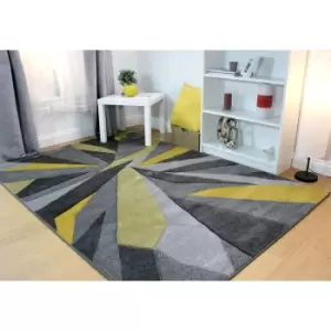 Modern Shatter Splinter Design Hand Carved Soft Ochre Rug Home Carpet in 120x170cm (4'x5'6'')