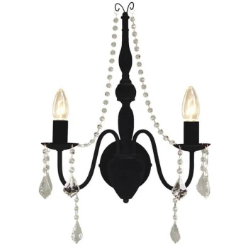 image of Linea Verdace Lighting - Linea Verdace Bardini 2 Light Candle Wall Light Black