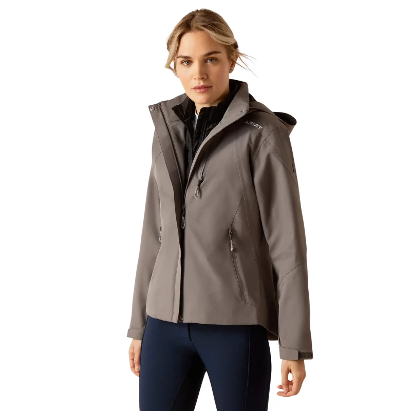 Image of ARIAT Womens hooded waterproof riding jacket Ariat Coastal Gris Female XS