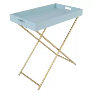 Image of Wooden Tray Top Butlers Table Duck Egg Blue