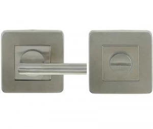 image of LocksOnline Stainless Steel Square Easy Turn Bathroom Door Lock Set