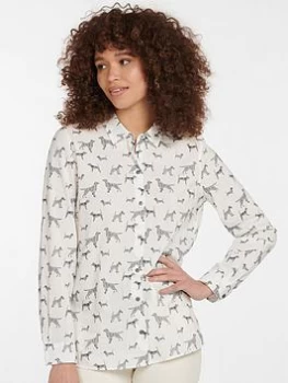 Image of Barbour Barbour Relaxed Fit Dog Print Shirt - White, Size 10, Women