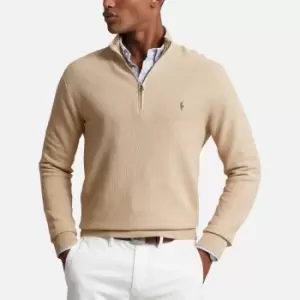 image of Polo Ralph Lauren Cotton-Pique Half-Zip Jumper - M