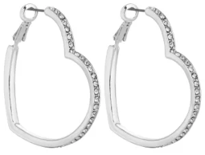 image of Lipsy Silver Colour Crystal Heart Hoop Earrings