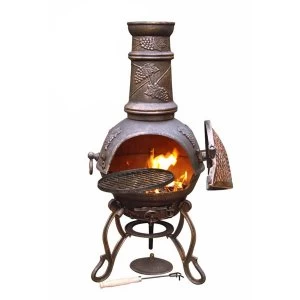 image of Gardeco Toledo Cast Iron Chiminea with Grape Design - Medium