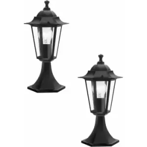 image of Loops - 2 pack IP44 Outdoor Pedestal Light Black Aluminium 1x 60W E27 Porch Lamp