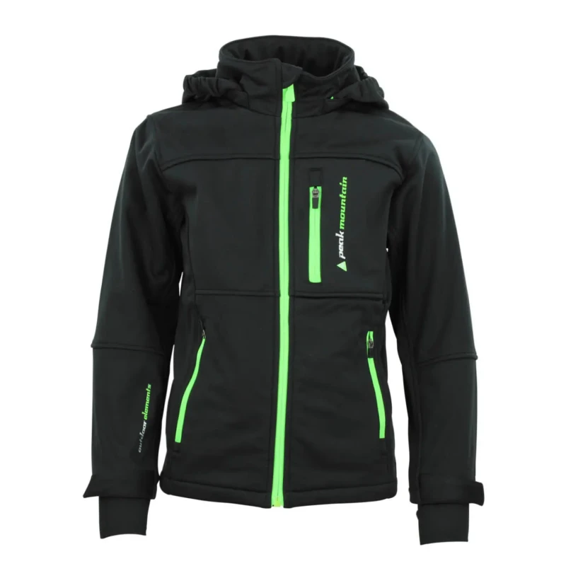 Image of Peak Mountain Children's softshell jacket Peak Mountain Ecanne Noir Male 8 ans ECANNE/3-8/WH/1/NOIR-ANIS