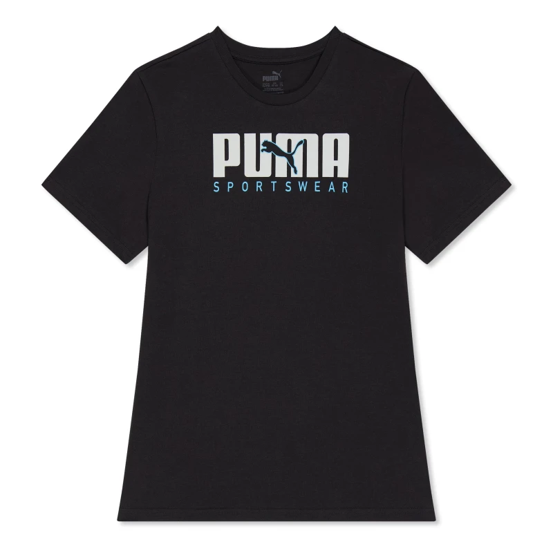 Image of Puma Key Graphic Tee T-Shirt Unisex Kids - Black 7 - 8 Years