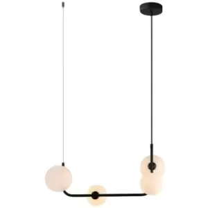 image of Netlighting Modern Hanging Pendant Black 4 Light with White Shade, G9 Dimmable