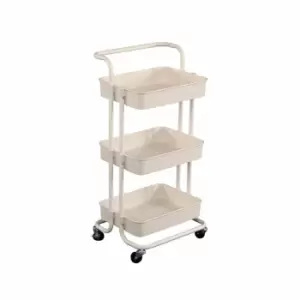 image of 3 Tier White Household Kitchen Bathroom Storage Trolley Cart Shelf - Oypla