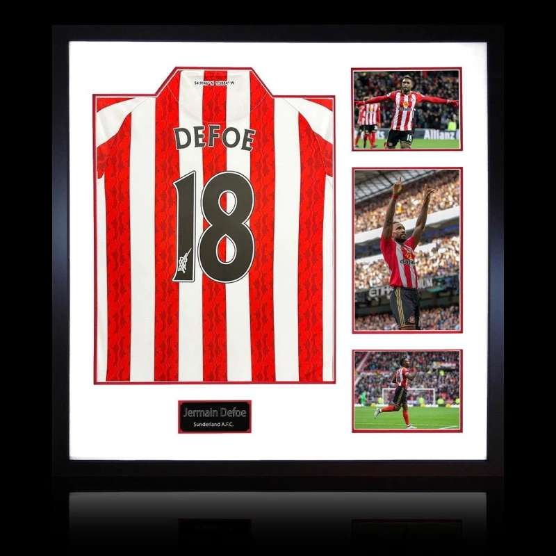 Image of The Fan Cave Jermain Defoe Signed Sunderland Shirt Elite Frame Red & White unisex 820mm x 82