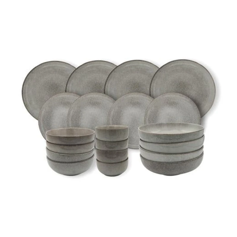 Image of Cooks Professional 20pc Nordic Stoneware Dinnerware Set 4 Person Plate & Bowl Setting in Grey Size: 20 Pack Grey Unisex 20 Pack