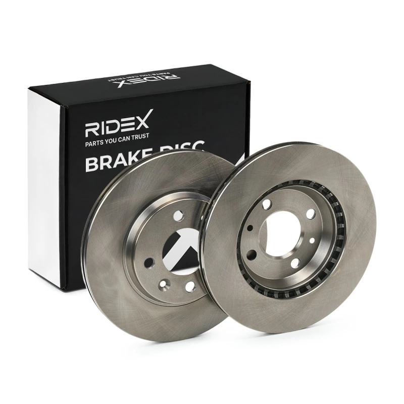 Image of RIDEX 82B0995 Brake disc Front Axle, Vented, Cast Iron, Uncoated, Untreated, without bolts/screws Cast Iron Brake Disc (82)