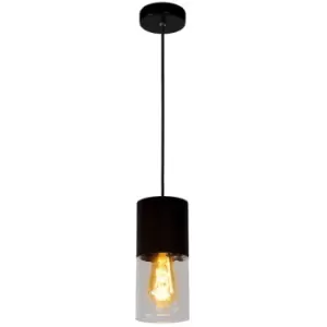 image of Lucide ZINO - Pendant Light - Ø10cm - 1xE27 - Rust Brown