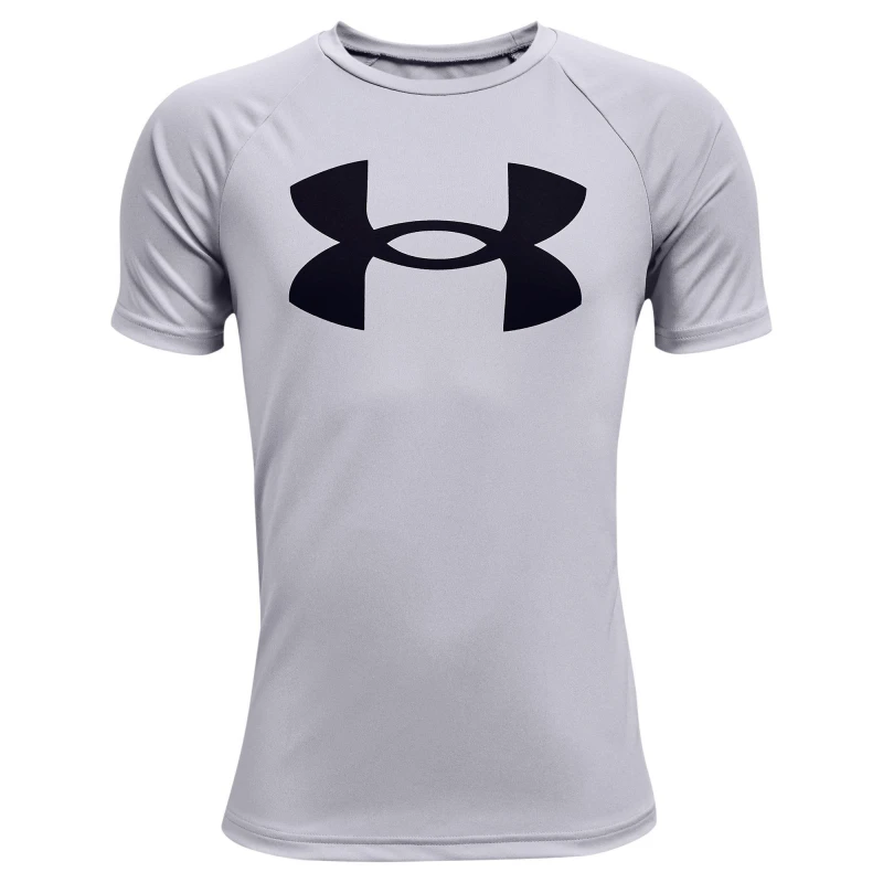 Image of Under Armour Tech Big Logo Short Sleeve T-Shirt Junior Boys Short Sleeve Performance T-Shirts 7 - 8 Years (S) Grey 29227402175
