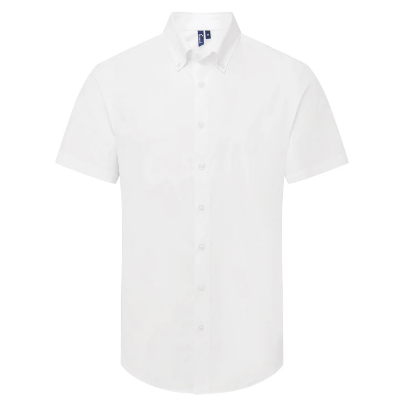 Image of Premier Premier Men Supreme Oxford Short-Sleeved Formal Shirt in White Size: X-Small White XS Male 5063703959575