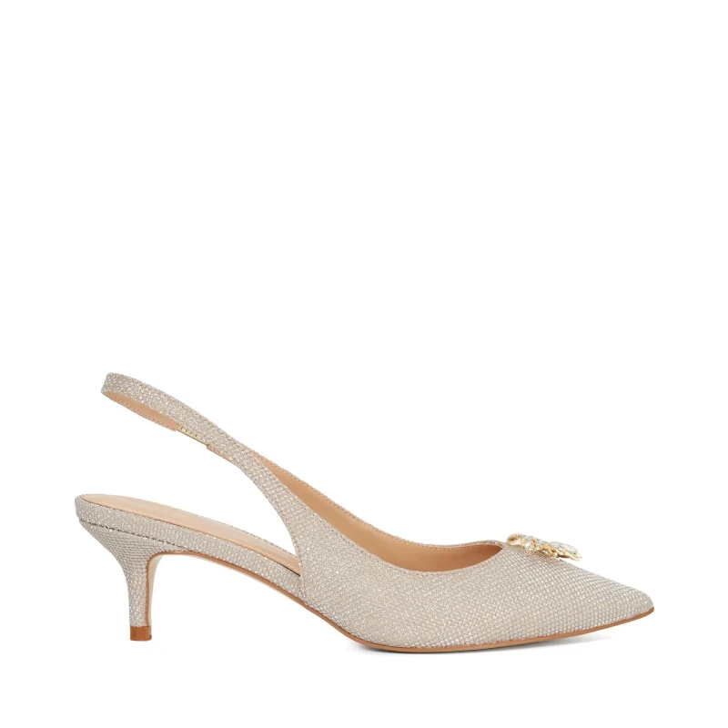 Image of Dune London Womens Cincia Medium Stiletto Heel Slingbacks Gold female 4 (37)