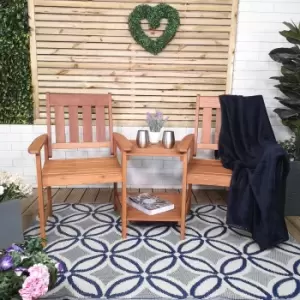 image of Atlanta 2 Seater Wooden Garden Patio Love Seat and Table Set