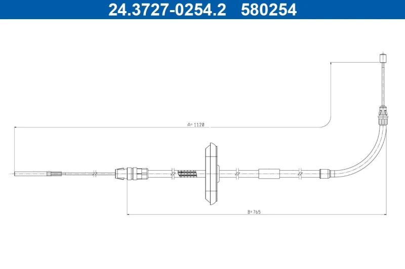 Image of ATE 24.3727-0254.2 Brake Cable 1120mm Cable,parking brake (124)