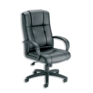 image of Trexus Intro Sussex Manager Chair Back H670mm W530xD520xH500 600mm Leather Black